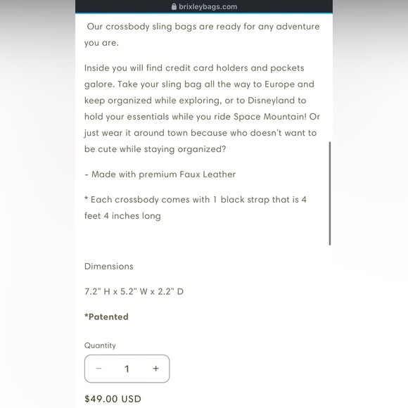 Brixley Leather Midnight Crossbody Sling Bag w/ Extra Strap! - Picture 6 of 7